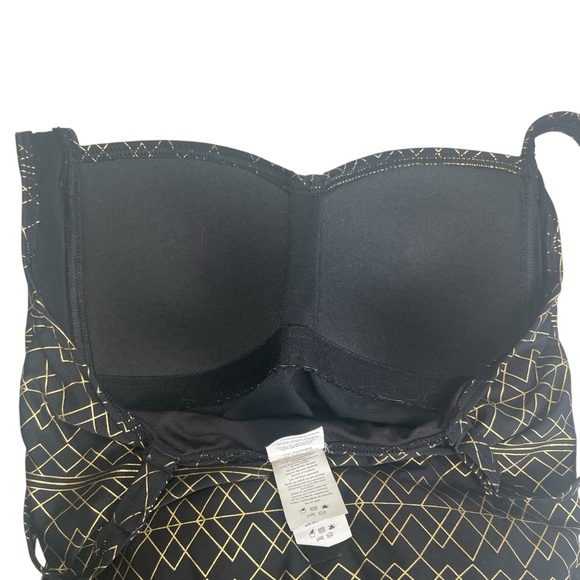 Nip Tuck Swim Deco Foil Louise One Piece Swimsuit Size 6 Black Gold Multi Cup Sz - Picture 8 of 14